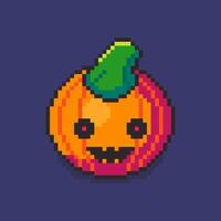 Pixel art a scary pumpkin halloween theme game asset design vector