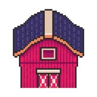 Pixel art farmhouse red game asset design vector