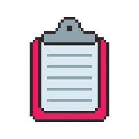 Pixel art a Clipboard with Document game asset design vector