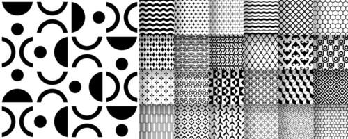 Set of seamless black and white patterns suitable for packaging, fabric, and digital design, . vector