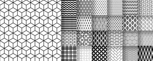 25 seamless black and white patterns suitable for packaging, fabric, and digital design, . vector