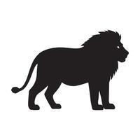 Majestic African Lion Silhouette, Standing Proudly on White Background, a Symbol of Power and Wildness vector