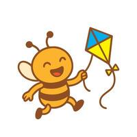 Bee Joyfully Flying a Kite in the Summer Breeze vector