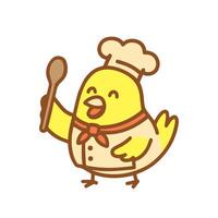 Cute Chef Chicken with a Spoon vector