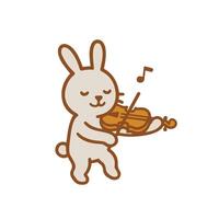 A cute bunny playing the violin with a happy expression. vector