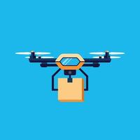 drone delivery flying with boxes flat design vector