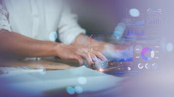 Analysis and improvement of corporate strategy ,Statistics and Data Concepts ,business growth graph ,Business analytics connected ,Businessman reading graph report and business statistics charts photo