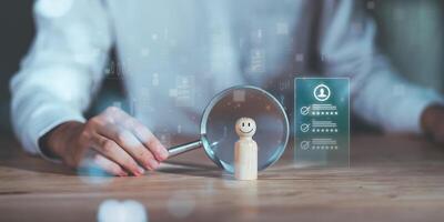 Connecting human resources to work with world-class systems ,Online Employee Assessment ,Choosing a professional leader ,working together ,Outsourcing concept ,Relationship Management photo