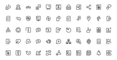 Modern Social Media Icon Set Bundle Featuring Communication, Network, Chat, Sharing, and Notification Symbols in a Minimal Professional Style vector