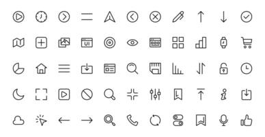 UI UX Design Icon set Focused on Interface, Navigation, Prototyping, and User Flow Presented in a Minimal, Modern, and High-Quality Format vector