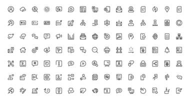 Modern Social Media Icon Pack Featuring Communication, Network, Chat, Sharing, and Notification Symbols in a Minimal Professional vector