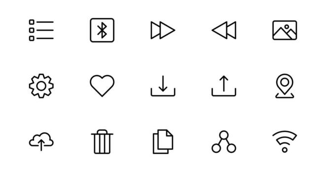UI UX Design Icons Focused on Interface, Navigation, Prototyping, and User Flow Presented in a Minimal, Modern, and High-Quality Format vector