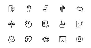 Modern Social Media Icon Package offer Featuring Communication, Network, Chat, Sharing, and Notification Symbols in a Minimal Professional vector