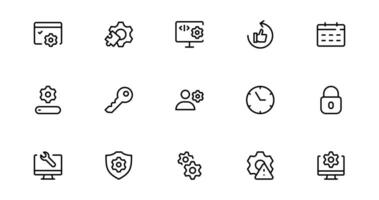 Settings Maintenance Line Icon. Configuration, system update, technical support, tools, service editable stroke icon collection vector