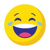 Joyful Yellow Laughing Emoji with Tears Streaming Down its Face on a White Background vector