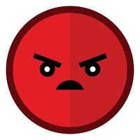 Red Angry Face Icon with Frowning Eyebrows and Mouth Expression Illustration vector