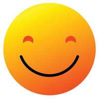 Smiling Face Emoticon with Gradient Yellow and Orange Color, Black Smile and Curved Eyes vector