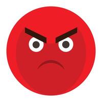 Angry Red Emoji with Frowning Mouth and Raised Eyebrows, Isolated vector