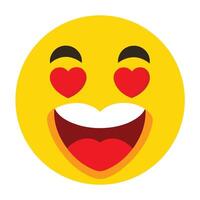 Expressive Yellow Emoji with Heart Eyes and Open Mouth Illustration Design vector