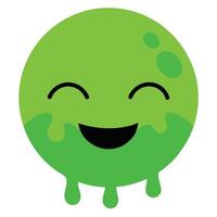 Cartoon Green Slime Character with Happy Expression and Dripping Texture Illustration vector