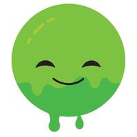 Cheerful Green Ooze Circle Character with Dripping Bottom Section Isolated on White vector