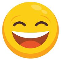 Joyful Emoji with Closed Eyes and Open Mouth Expressing Happiness and Laughter vector
