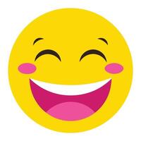 Joyful Yellow Emoji With Pink Cheeks and Open Mouth Smiling Face vector