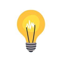 Glowing yellow light bulb icon. Simple cartoon-style symbol of idea, creativity, innovation, and inspiration. Perfect for web, apps, and presentations. Flat illustration vector