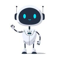Cute smiling robot with cheerful expression. Friendly and positive futuristic character for apps, games, or tech designs vector