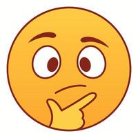 Pondering Emoji with Hand on Chin Digital Icon of Thoughtfulness and Reflection vector