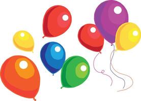 Vibrant and festive multicolor balloons in a flat cartoon style, ideal for birthdays and events vector