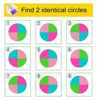 Logical game for children. Find two identical. Answer is 3,7 vector