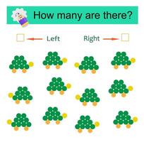Math activity for kids. Developing numeracy skills. Cartoon turtle vector