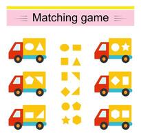 Matching game. Task for the development of attention and logic. illustration of the truck. vector