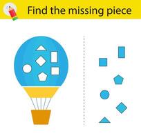 Logic puzzle for kids. Need to find the missing piece. vector