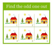 Puzzle game for children. Task for development of attention and logic. Cartoon house. vector