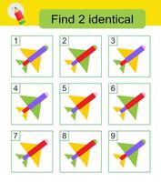 Fun puzzle game. Need to find two identical airplanes. Answer is 5,7. vector