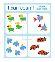 Math activity for kids. I can count cartoon vector