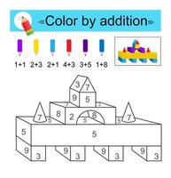 Coloring pages. Color by addition. Cartoon pyramid. Toy. vector