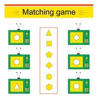 Matching game. Task for the development of attention and logic. illustration of the cartoon TV retro. vector