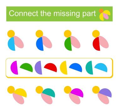 conectar el desaparecido parte. tarea para el desarrollo de atención y lógica. ilustración de el escarabajo. vector