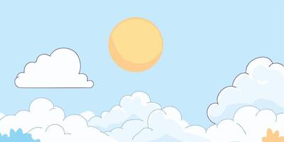 Sunny Sky Background Pastel Clouds and Sun Illustration for Websites and Designs vector