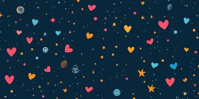 Navy Blue Heart Pattern Seamless Texture Image Background vector