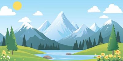 Stunning Mountain Lake Landscape Nature Scenery Summer Peaceful View HighResolution Image Background vector