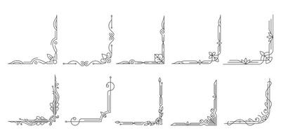 Set of Vintage Corner Frame Decoration Design Element, Vignette, Border graphic vector