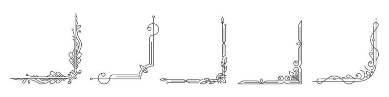 Set of Vintage Corner Frame Decoration Design Element, Vignette, Border vector