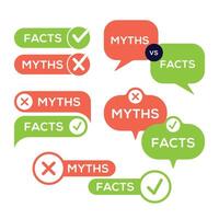 Myths vs Facts icon badges. Facts vs Myths comparison illustration vector