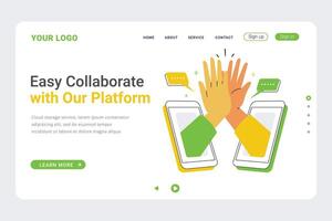 Hands high-fiving over two smartphones vector