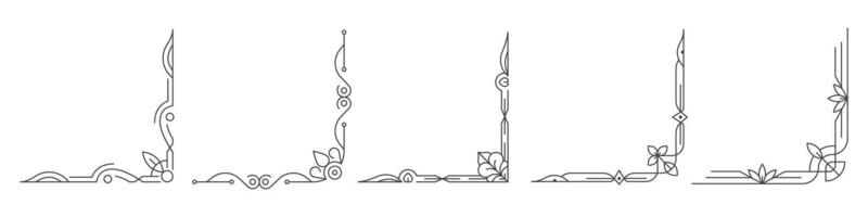 Set of Vintage Corner Frame Decoration Design vector