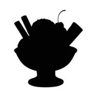 Black Silhouette Ice Cream Sundae Whipped Cream Cherry Biscuits icecream whippedcream vector